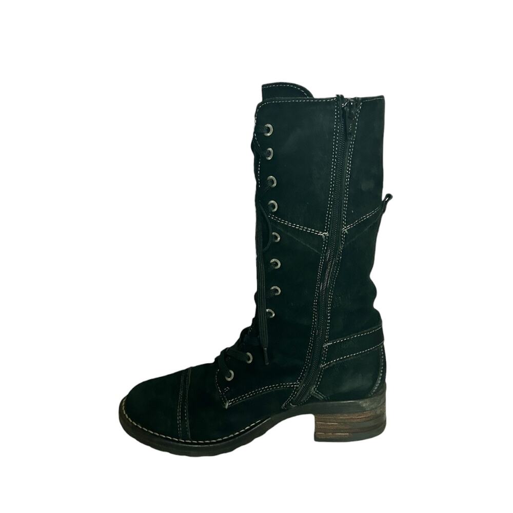 Taos Tall Crave Boots Suede Combat Buckle Lace Tall Black 36 - Picture 2 of 7